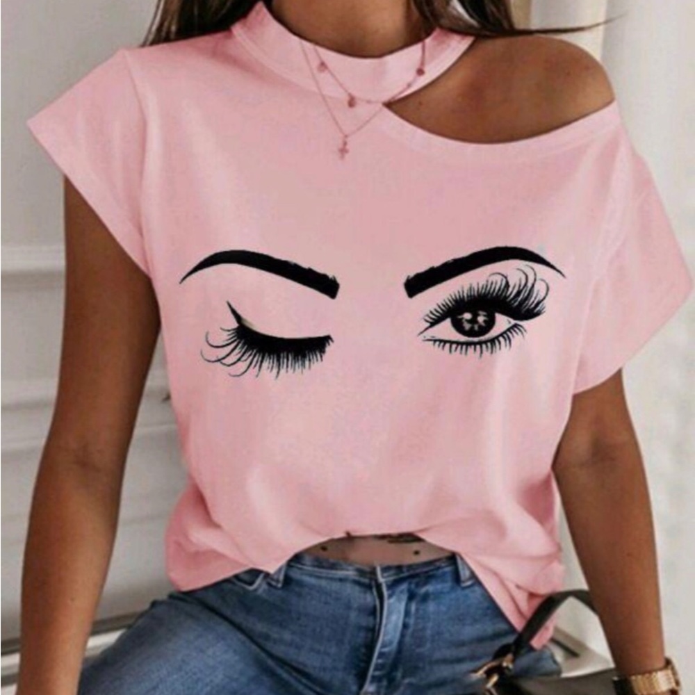 Eyelash Womans Top Pink & Black -New